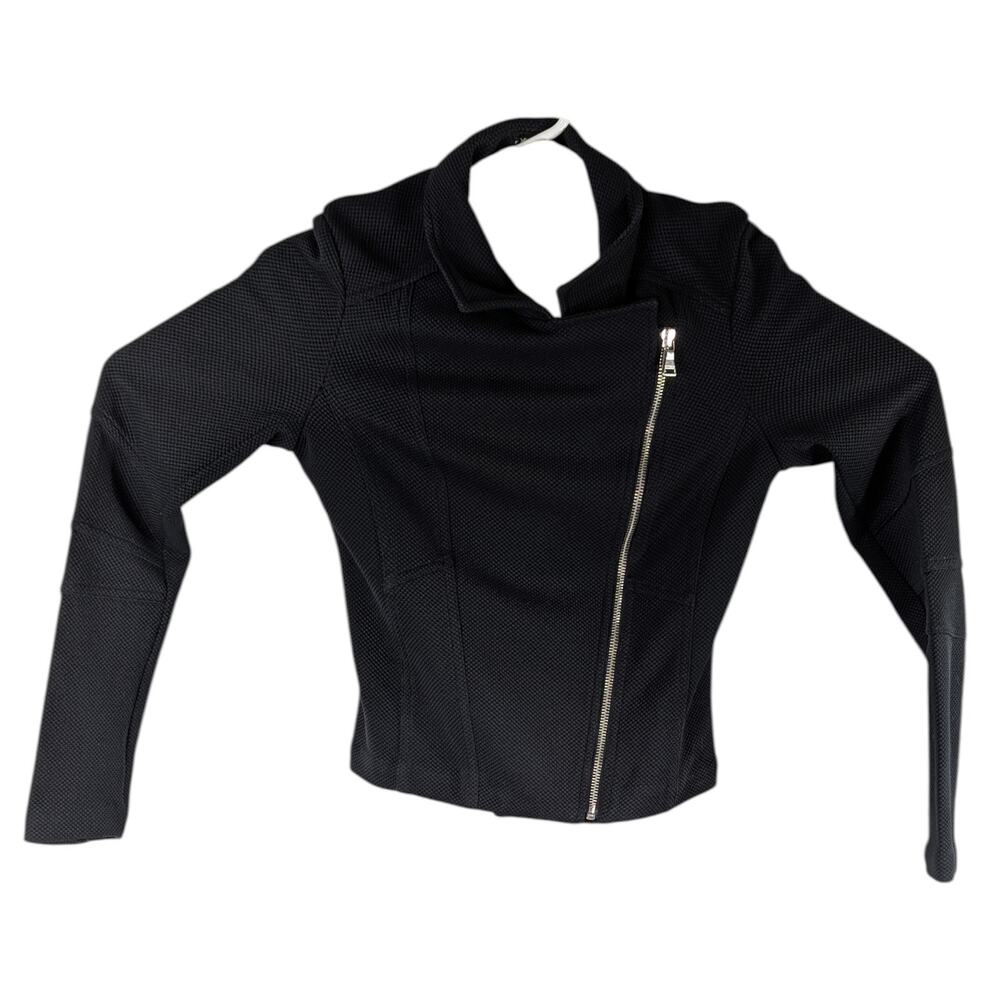 EXPRESS Moto Jacket Black Textured Womens size Small Knit Fabric Zip Motorcycle